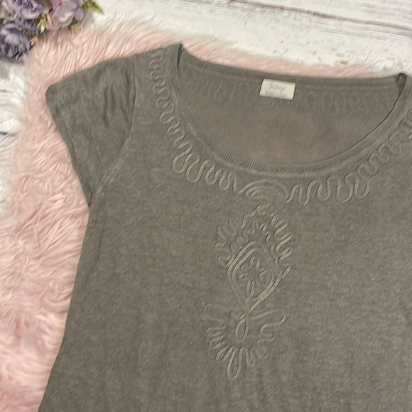 WRAP London Linen Embroidered Ruffle Trim Gray Tunic - Picture 3 of 9